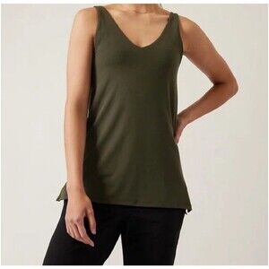 Athleta Essence Support Athletic Tank Top Dark Green Size XSmall XS Built In Bra